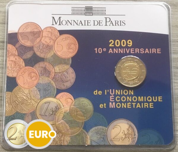 2 euro France 2009 - 10 years EMU BU FDC Coincard