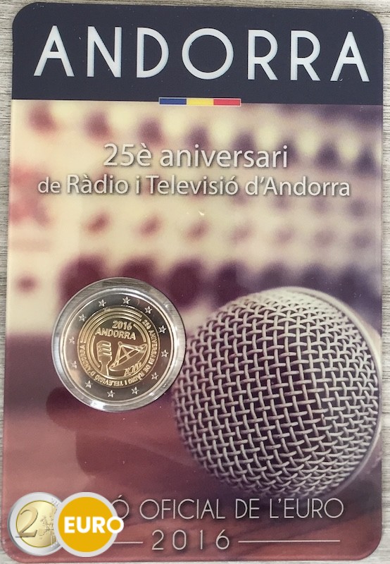 2 euros Andorra 2016 - Radio y Televisión Andorra BU FDC Coincard