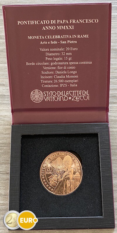 20 euro Vaticaan 2021 - Sint-Peter UNC koper