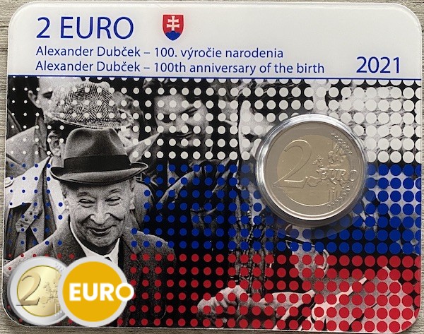 2 euro Slowakije 2021 - Alexander Dubcek BU FDC Coincard