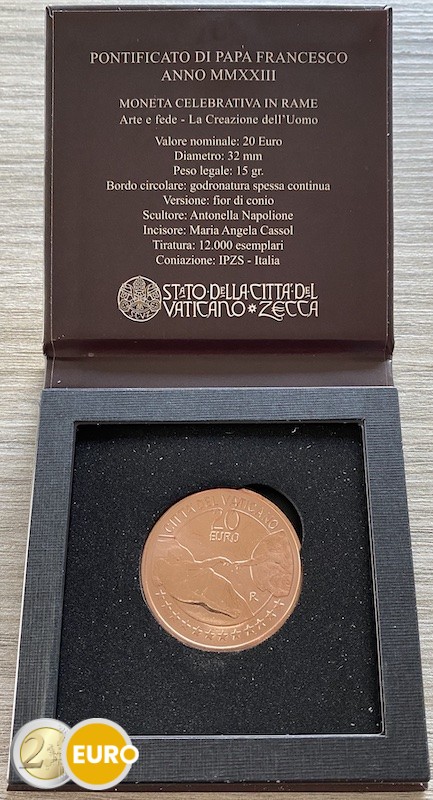 20 euro Vaticaan 2023 - Schepping van Adam BU FDC