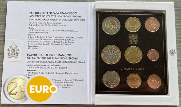 Euro set BU FDC Vaticaan 2023 + 5 euro Don Lorenzo Milani