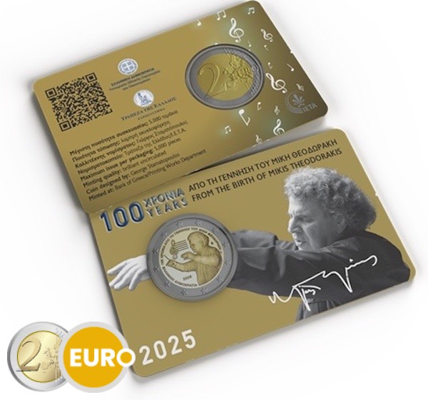 2 euro Griekenland 2025 - Mikis Theodorakis BU FDC Coincard