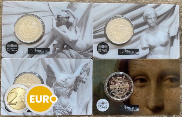 4 x 2 euro Frankrijk 2025 - Louvre BU FDC Coincard