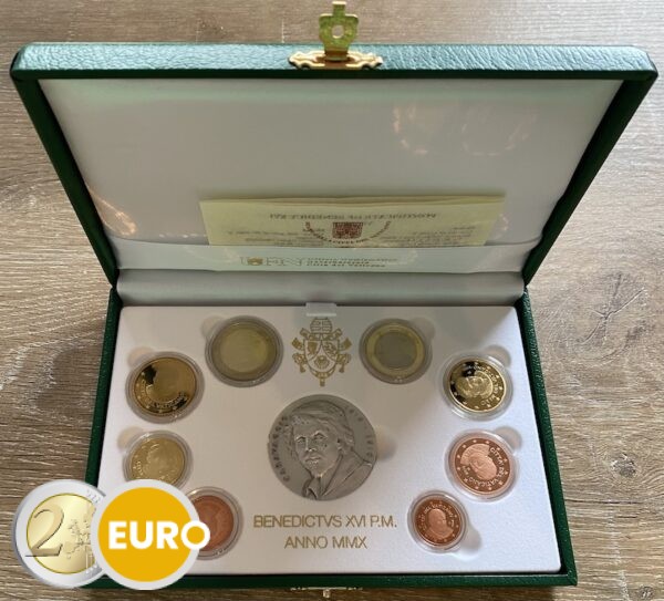 Euro set BE Proof Vaticaan 2010 + medaille Caravaggio zilver