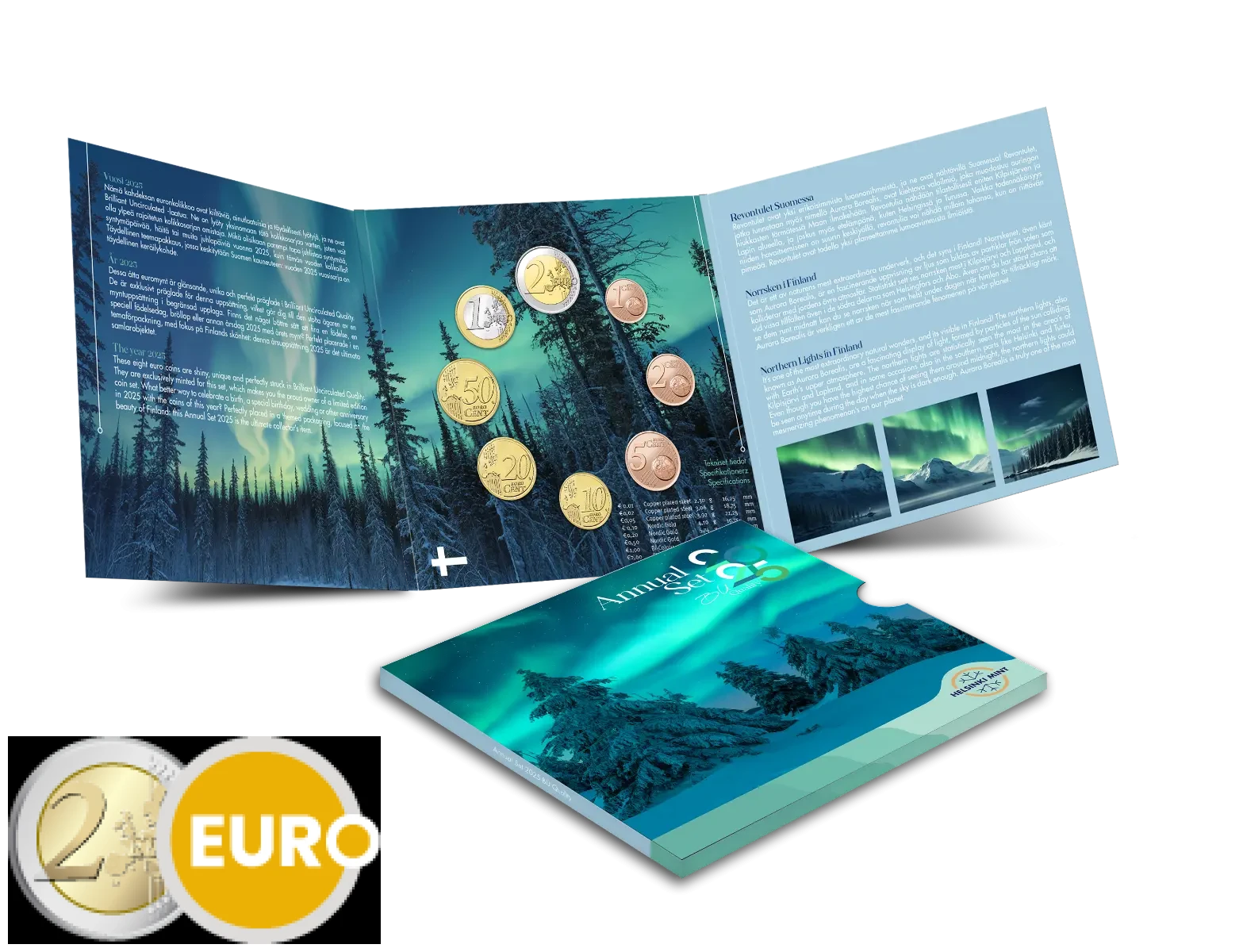 Euro set BU FDC Finland 2025 Finse natuur