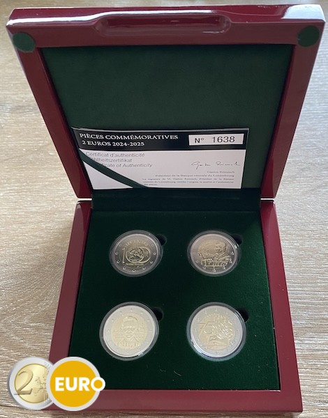 4 x 2 euro BE Reverse Proof Luxemburg 2024 en 2025 KNM muntteken
