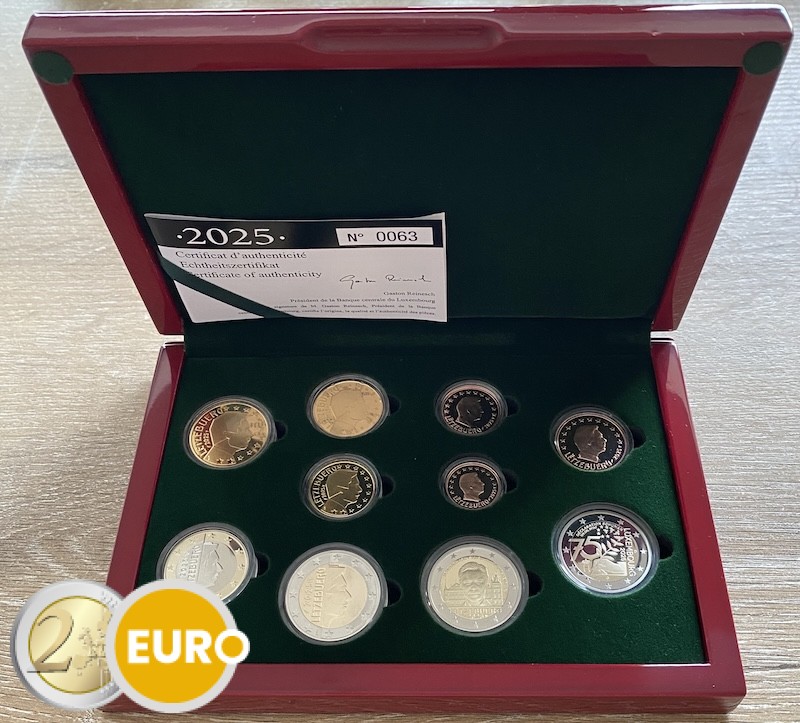 Euro set BE Proof Luxemburg 2025 + 2 x 2 euro Schumanverklaring troonsbestijging Henri D muntteken