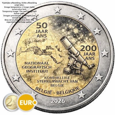 2 euro België 2026 - Nationaal Geografisch Instituut en Koninklijke Sterrenwacht BE Proof