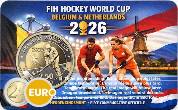 2,50 euro België 2026 - WK Hockey BU FDC Coincard FR