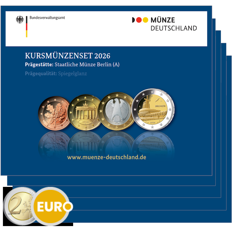 Euro set BE Proof Duitsland 2026 - ADFGJ + 2 euro Bremen