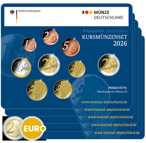 Euro set BU FDC Duitsland 2026 - ADFGJ + 2 euro Bremen