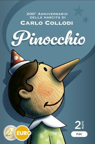 2 euro Italie 2026 - Carlo Collodi Pinocchio BU FDC Coincard