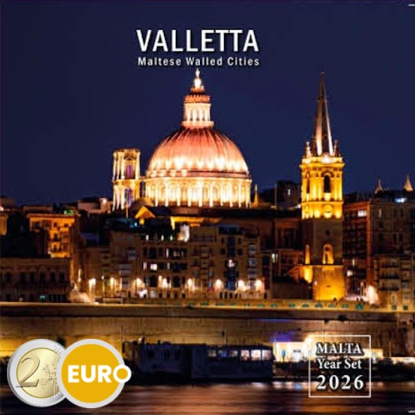 Euro set BU FDC Malta 2026 + 2 euro Ommuurde steden Valletta
