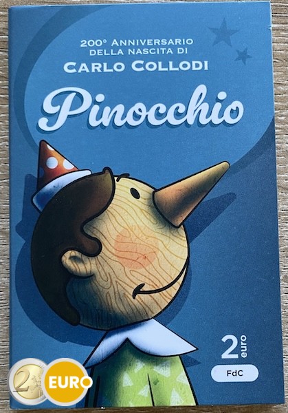 2 euro Italie 2026 - Carlo Collodi Pinocchio BU FDC Coincard