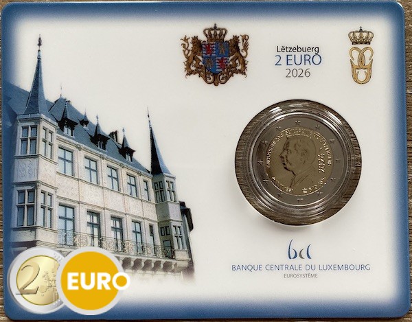 2 euro Luxemburg 2026 - Troonsbestijging Guillaume BU FDC Coincard KNM Muntteken