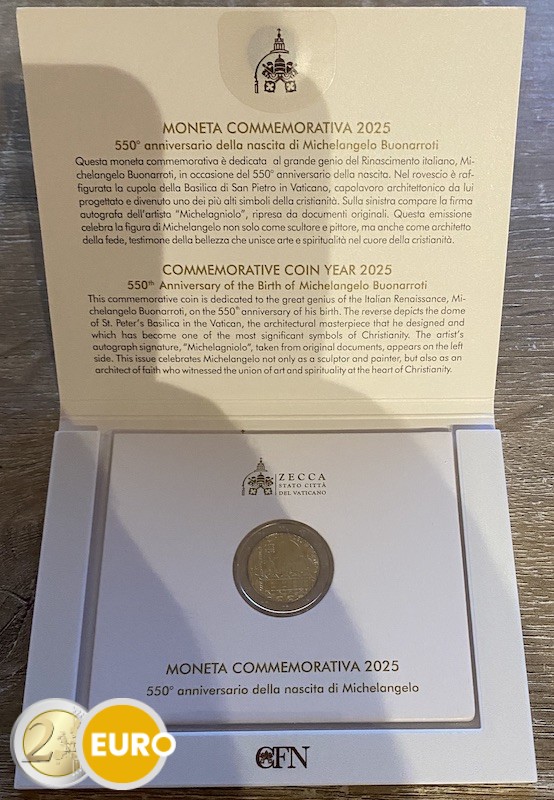 2 euro Vaticaan 2025 - Michelangelo BU FDC