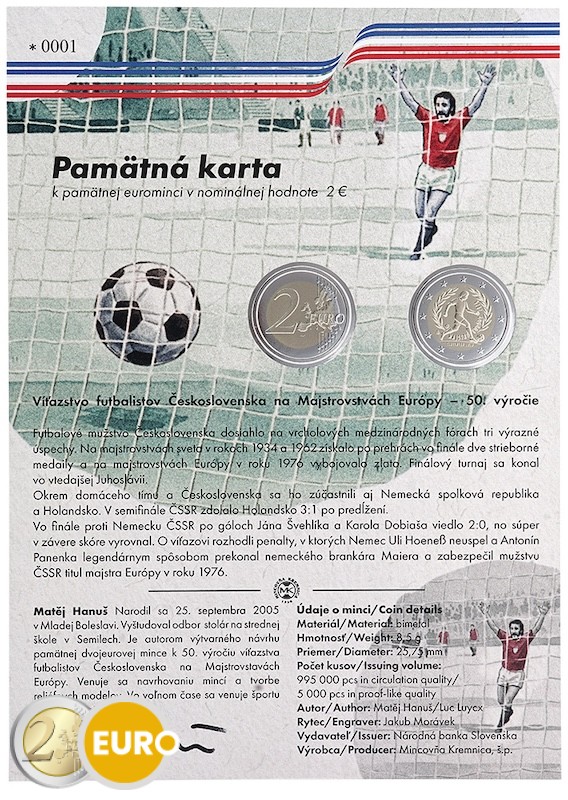 2 euro Slowakije 2026 - Overwinning EK Voetbal 1976 UNC met echtheidscertificaat