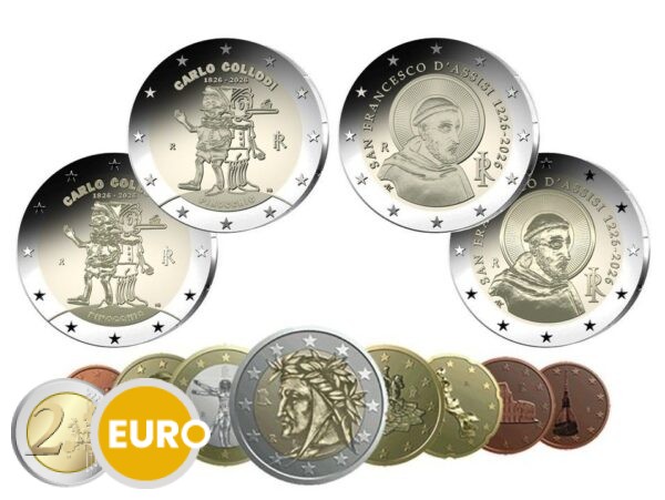 Euro set BE Proof Italië 2026 + 4 x 2 euro BE Proof en Reverse Proof