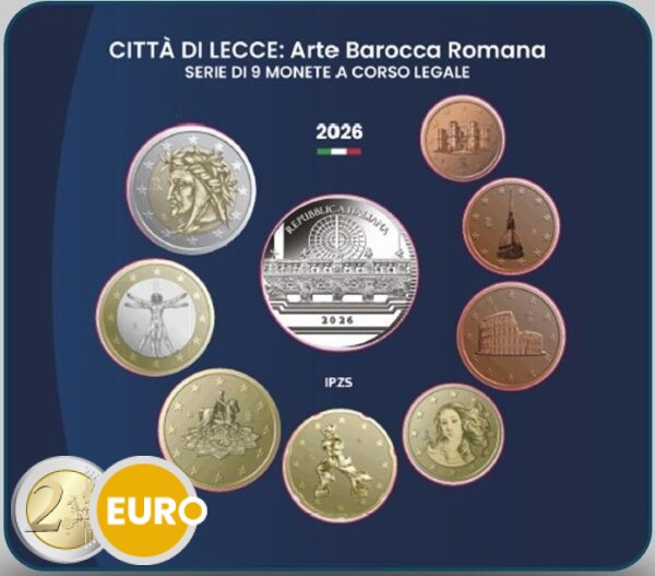 Euro set BU FDC Italië 2026 + 5 euro Lecce