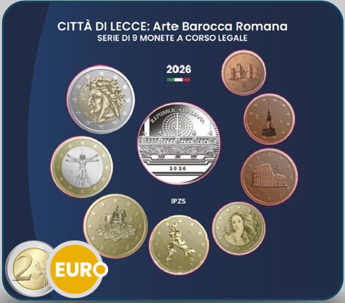 Euro set BU FDC Italië 2026 + 5 euro Lecce
