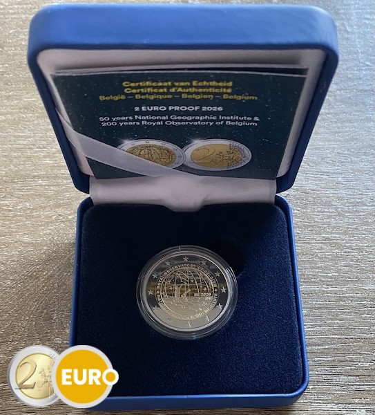 2 euro België 2026 - Nationaal Geografisch Instituut en Koninklijke Sterrenwacht BE Proof