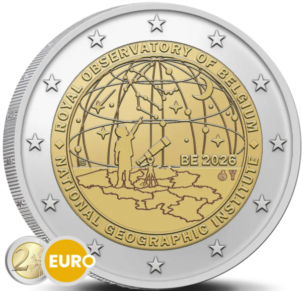 2 euro België 2026 - Nationaal Geografisch Instituut en Koninklijke Sterrenwacht UNC