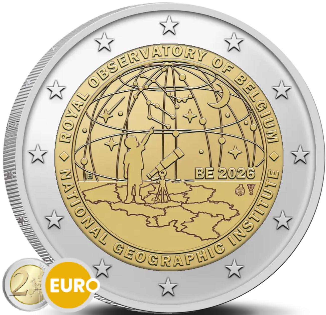 2 euro België 2026 - Nationaal Geografisch Instituut en Koninklijke Sterrenwacht UNC
