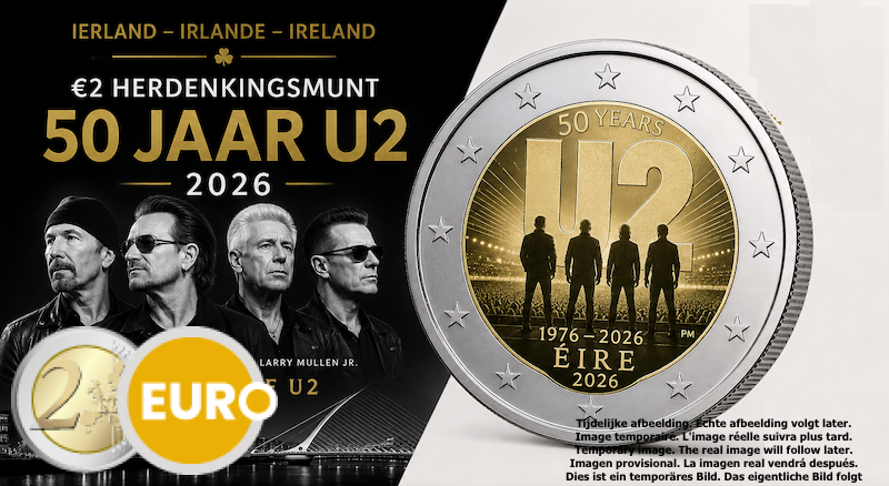 2 euro Ierland 2026 - 50 jaar U2 BU FDC Coincard